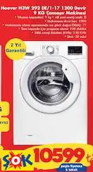 HOOVER H3W 292 DE/1-17 1200 DEVİR 9 KG ÇAMAŞIR MAKİNESİ